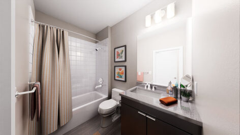 Bathroom rendering at the Legacy at The Standard