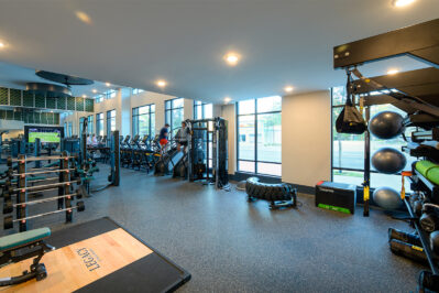 Fitness center with weights and cardio equipment