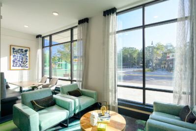 Interior lounge with comfy seating options