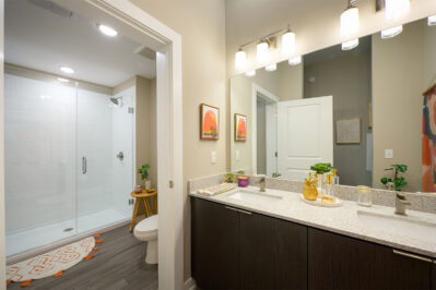 Bathroom with a walk in shower