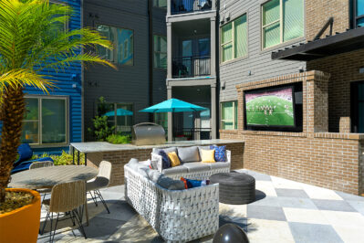 Outdoor grilling stations and lounge