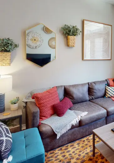 a furnished student apartment living room